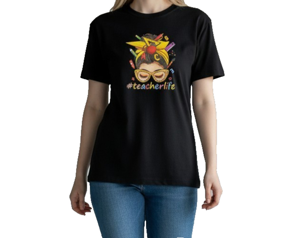 Gildan Women's TeacherLife T-Shirt Black XL Heavy Cotton Short Sleeve